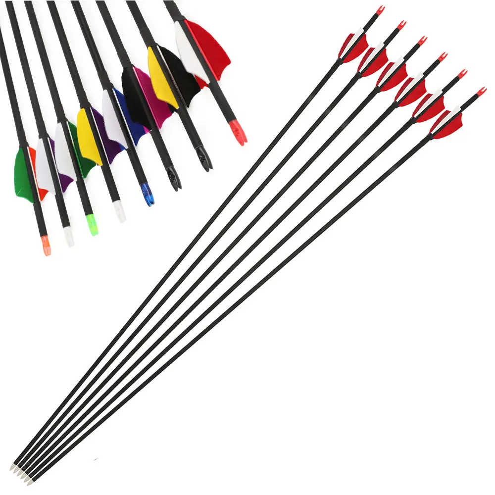 

6/12pcs 32" Carbon Arrow Archery SP1000 Mix Carbon Arrow 60Gr Point ID4mm 2" Turkey Feather Bow Hunting Shooting Target Training