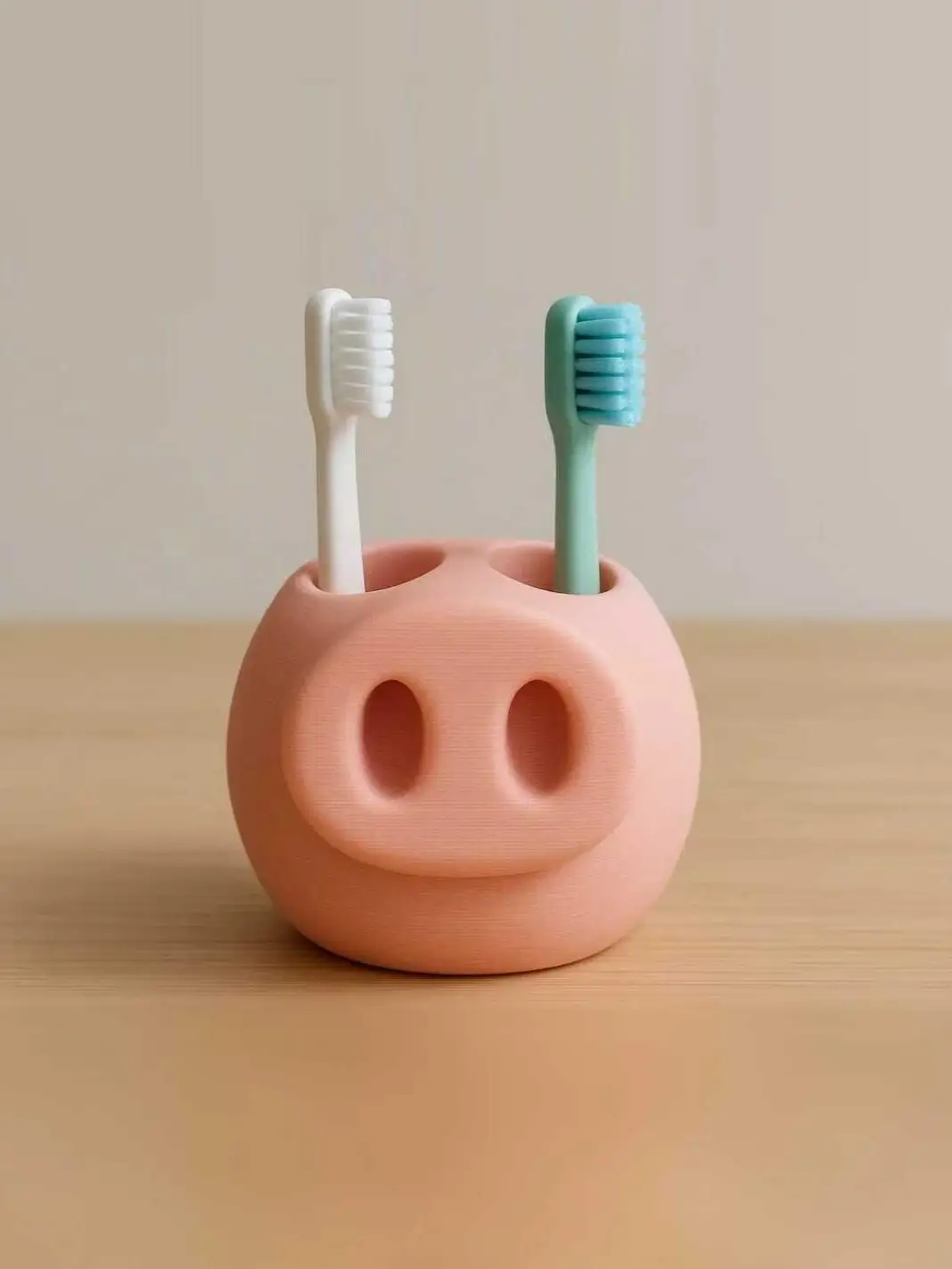 3D‑Printed Pig Nose Toothbrush Holder, Plastic Cute Cartoon Bathroom Storage Organizer, Creative Countertop Toothbrush Stand