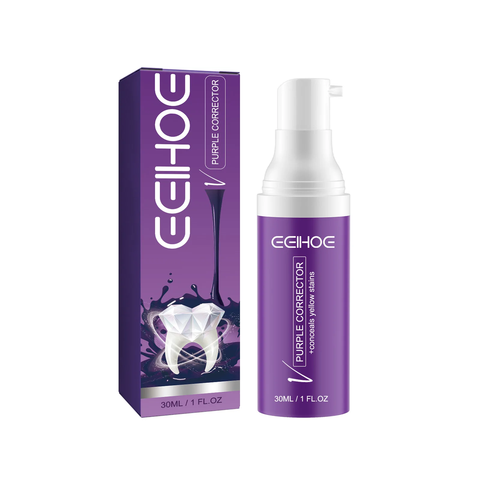 EELHOE Purple Corrector Toothpaste Bleach Teeth Whitening Remove Stains Teeth Cleansing Refreshing Oral Gingival Care Toothpaste