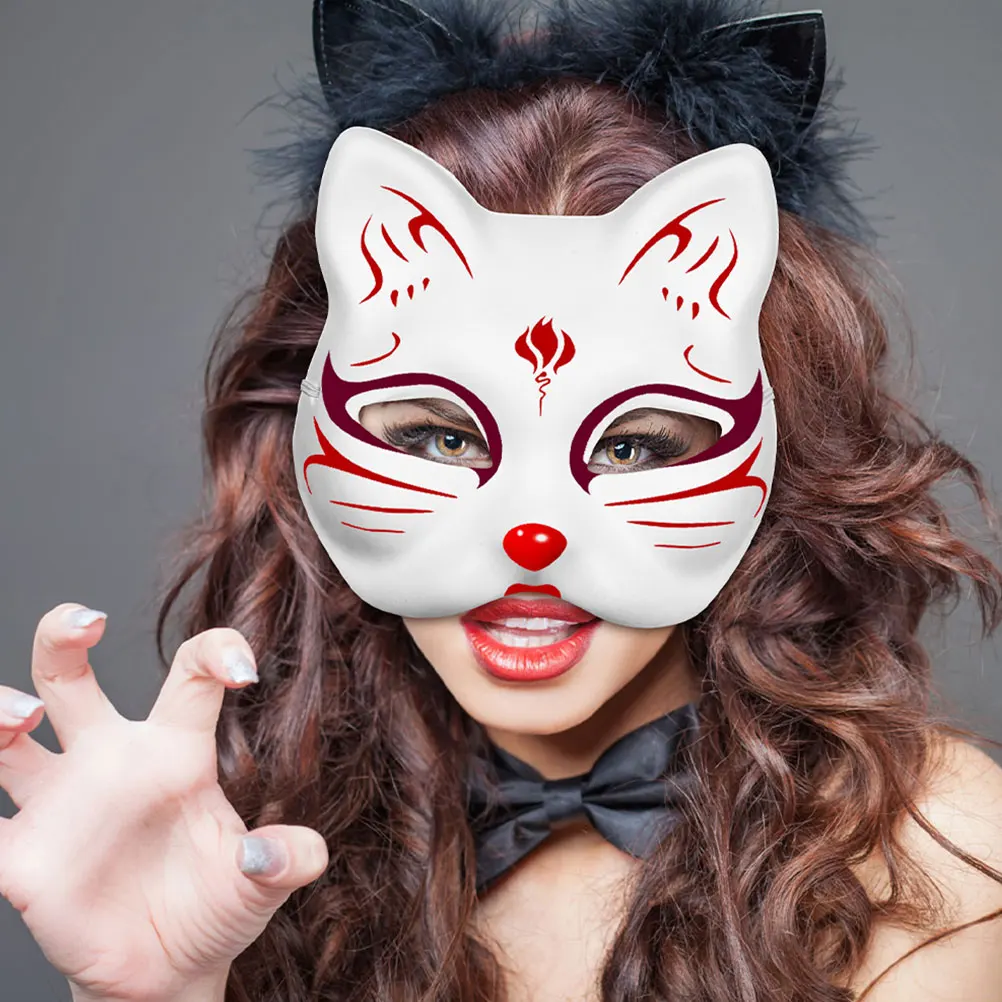 

4Pcs DIY Paintable White Cat Paper Masks Blank for Masquerade Party Crafts Animal Face Masks Cat Mask Paint Masquerade Decor