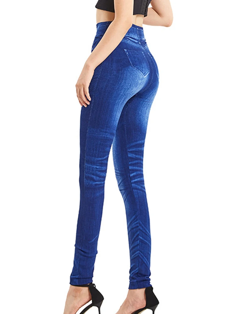 2023 nahtlose Leggings Frauen Fitness Leggins sexy Mädchen gestrickt hohe Taille drucken Faux Jeans Denim Jeggings Femme