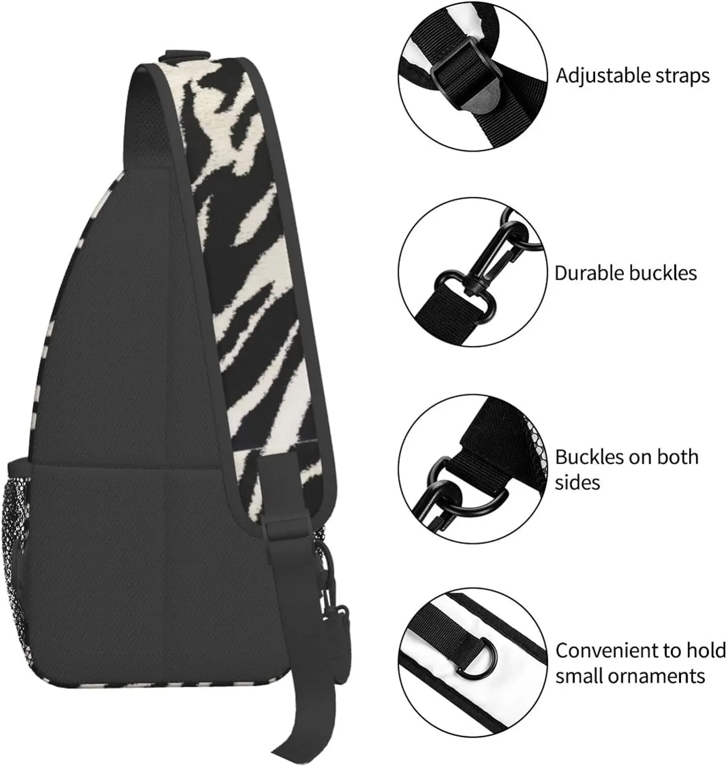 Zèbre Animal Mn Oblique Chest Pack, Sac à dos de loisirs, Petite sacoche, Voyage, Travail, 03, Voyage