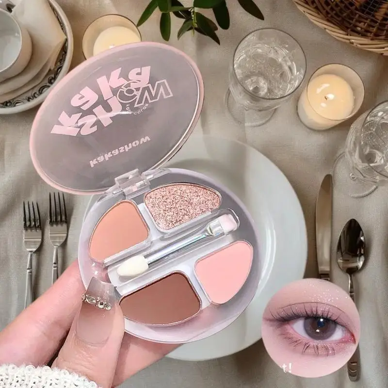 Palette de fards à paupières 4 couleurs, Blush, Eyeliner, fard à paupières, ver à soie, reflets, Contour éclaircissant, maquillage naturel longue durée