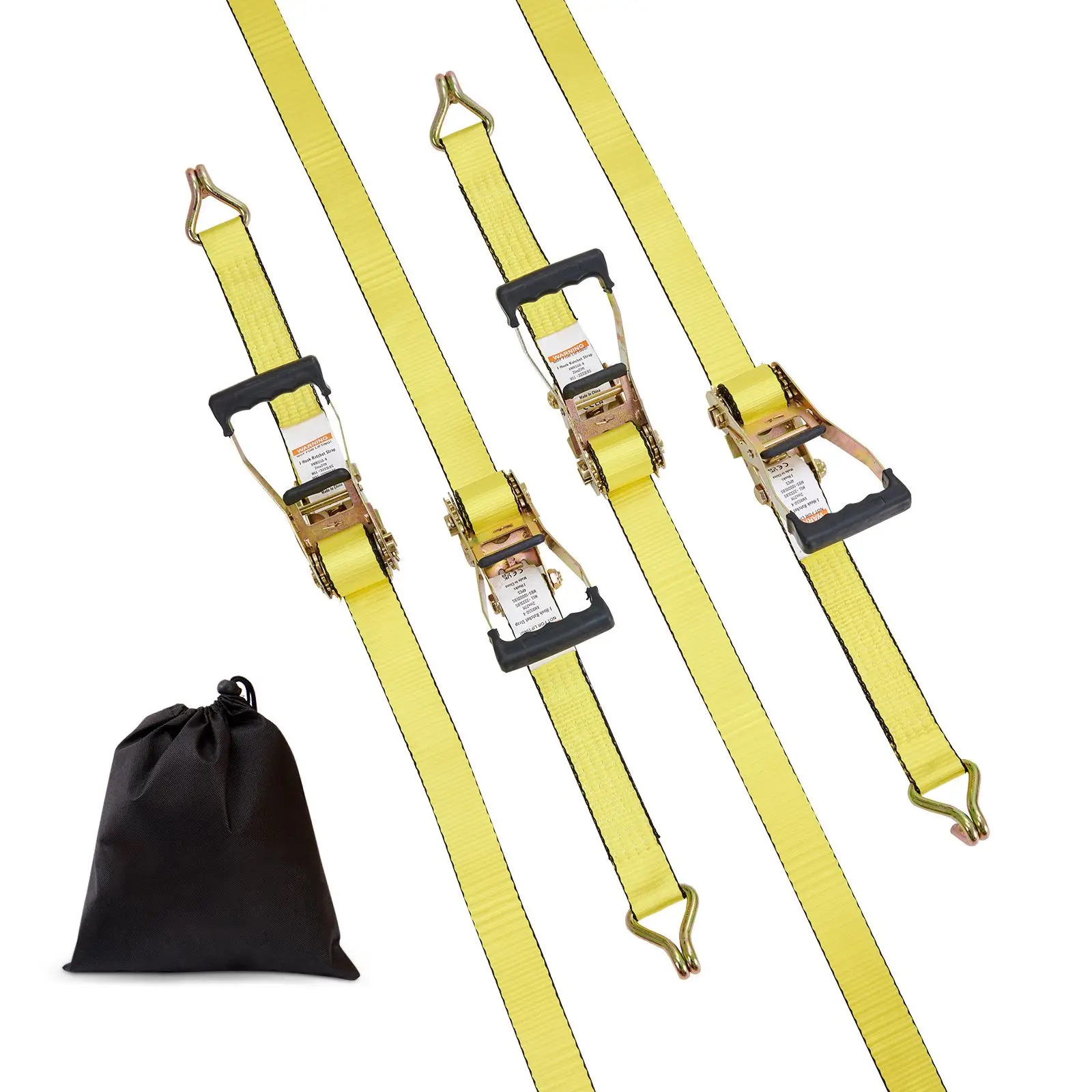 Ratchet Tie Down Straps (4PK), 10000 lb Break Strength, Double J Hook Includes 4 Premium 2