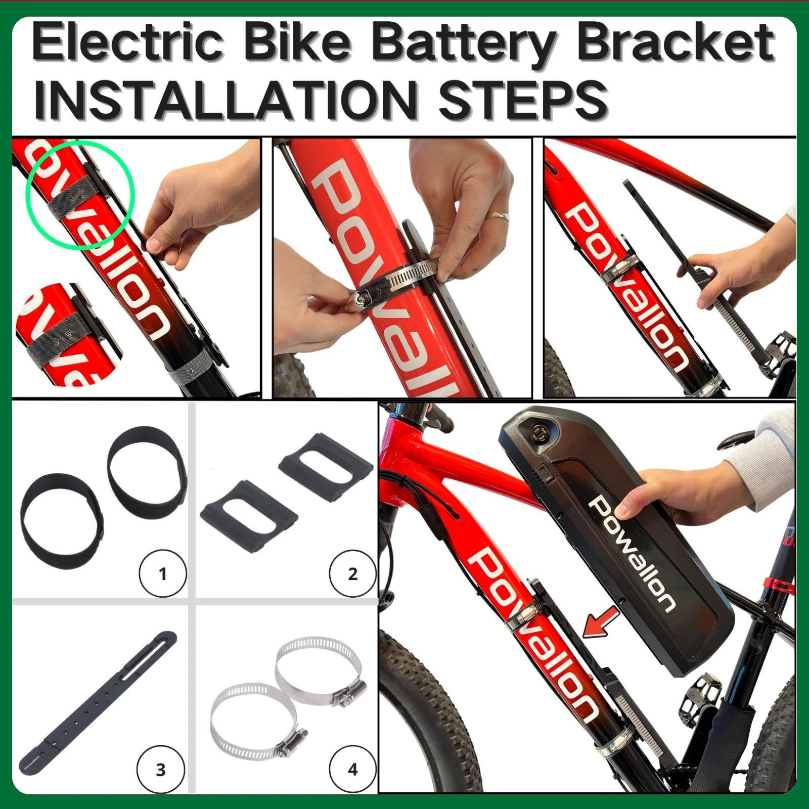 

Electric Bike Battery Bracket, Aluminum Alloy E-Bike Battery Box Bracket Mount for Hailong Polly Shark Bicycle Mount Holder