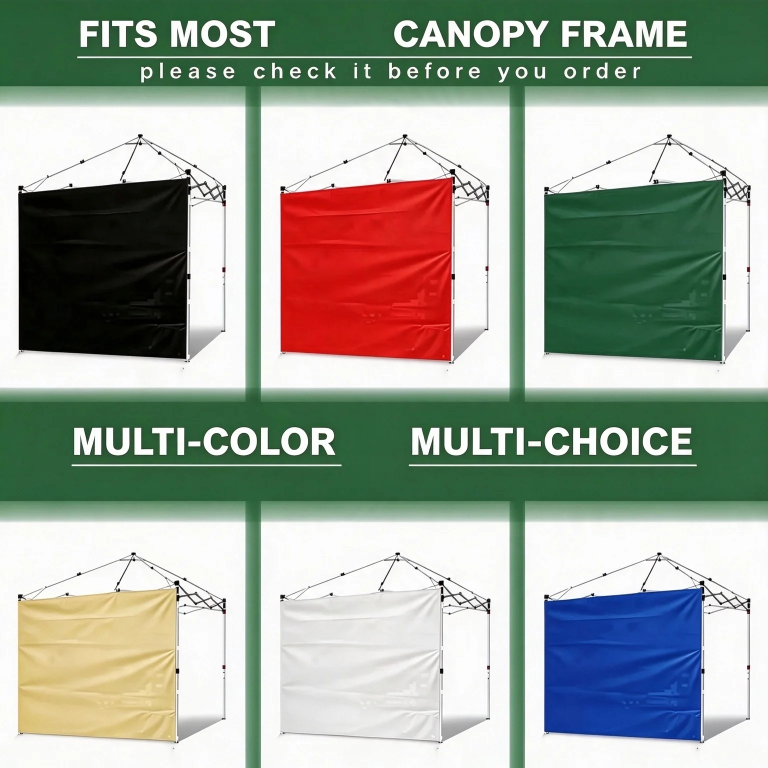 1 Piece Set with Multi-Color Side Walls, 10X10 Feet Pop-Up Straight-Leg Gazebo, Outdoor Waterproof Tent Side Wall Sunshade.