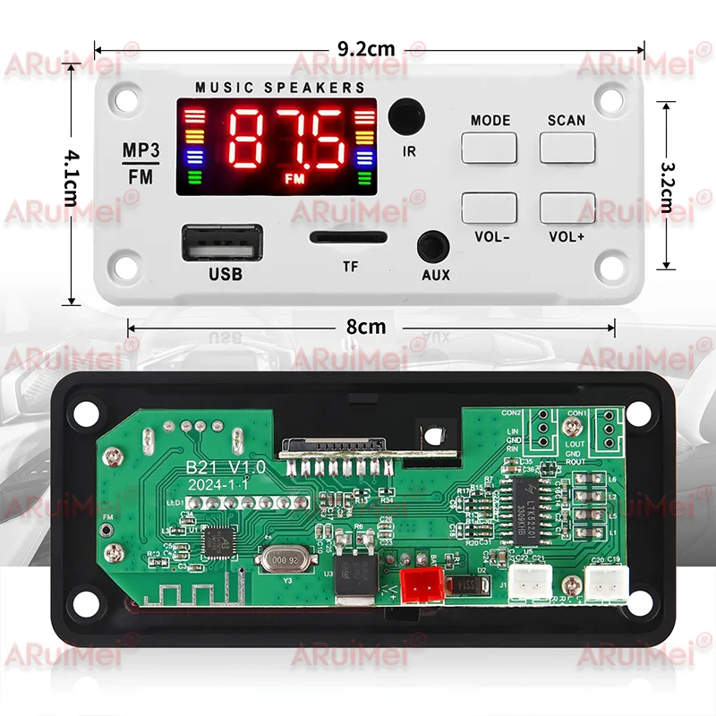 50W Amplifier Bluetooth MP3 WMA WAV Decoder Board 12V Handsfree Call USB TF FM Car Audio Music Player Speaker Volume Control