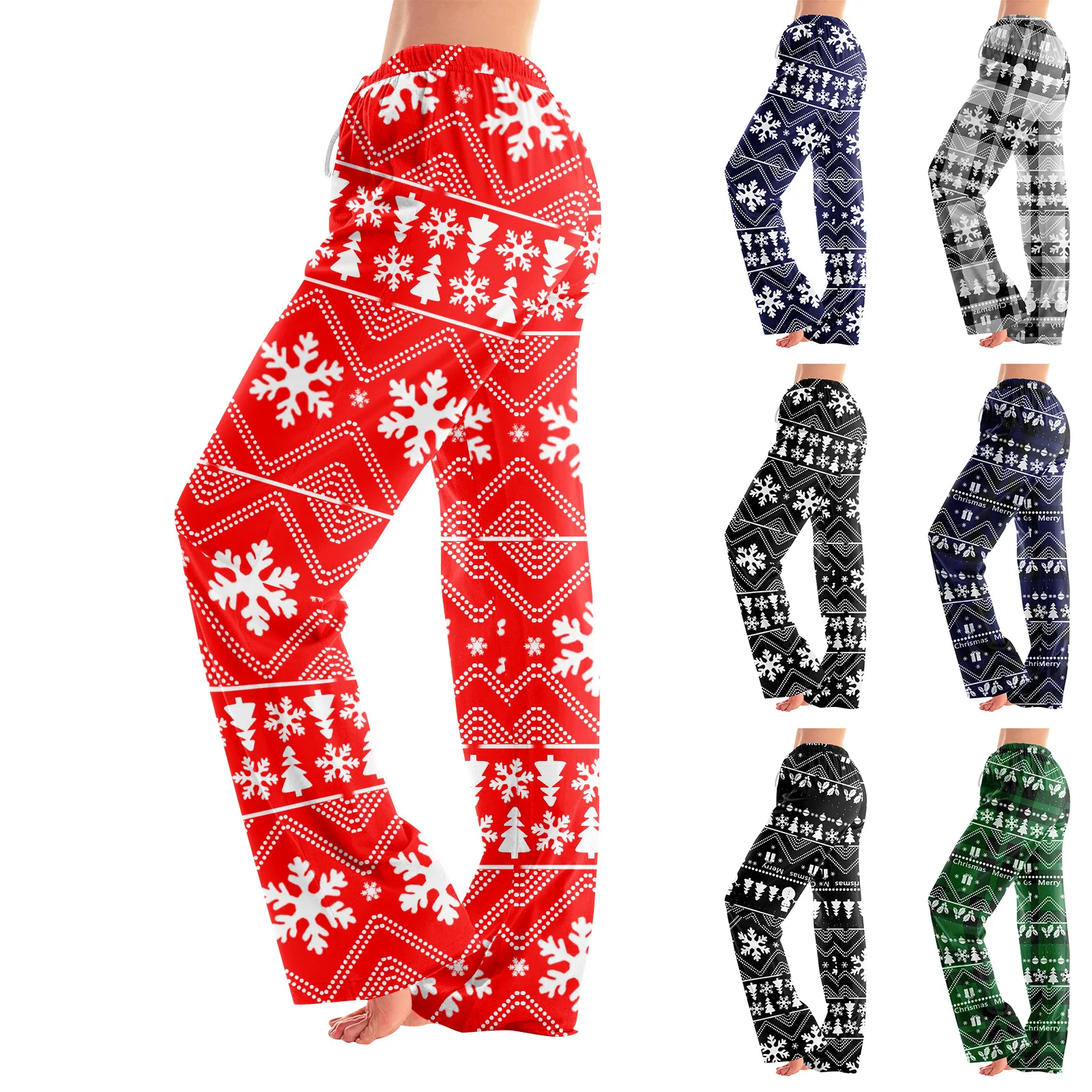Pantalons décontractés pour la maison, pyjama pour femmes, mode adulte, ample, Style thème de noël, imprimé, confortables
