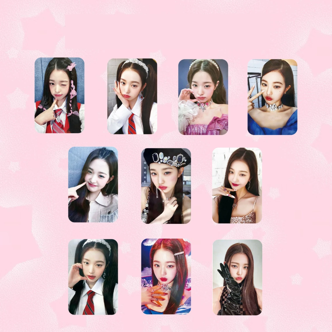 Kpop Idols WonYoung Photocards 10pcs/Set INS Korean Style LOMO Coated Card Double Sides Bright Film Card Fans Collection Gift