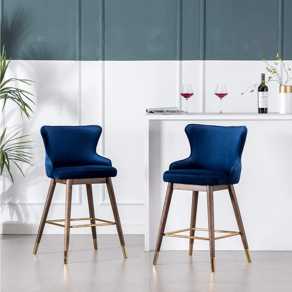 

Leland Fabric Upholstered Counter Height Wingback Stools, Set Of 2, Blue