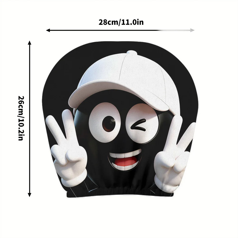 2Pcs Headrest Covers Car Funny 2Pcs Headrest Cover Halloween 2-Pack fun smiley face white bell hat print car head pillowcase,