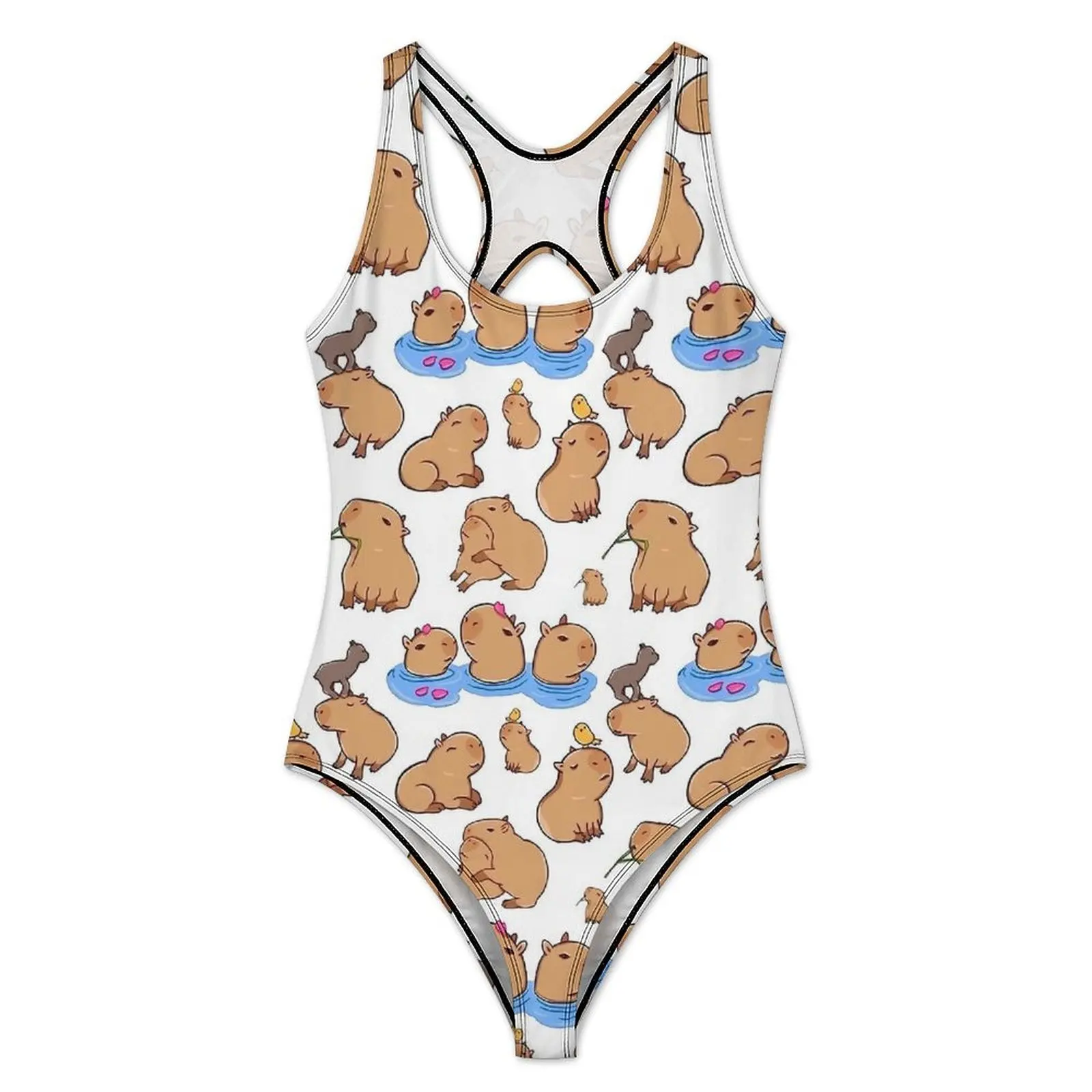 Capybara Print Swimsuit Cartoon Animal Swimwear One Piece Surfing Custom Swimsuits Bathing Suits Lady Push Up Sexy Beach Outfits