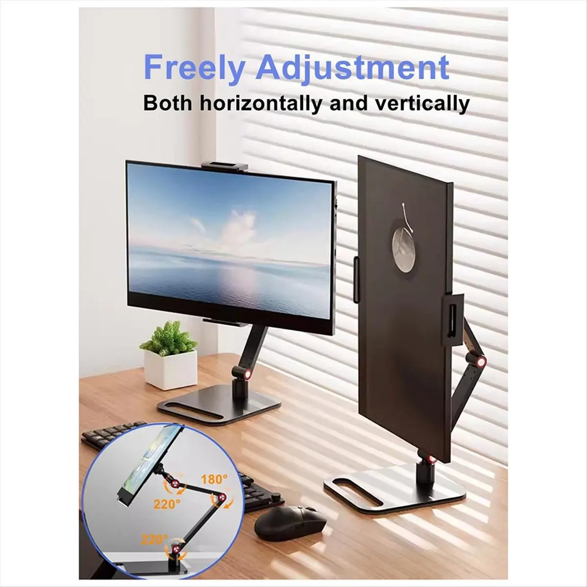 HITL Portable Monitor Holder Tablet Stand Adjustable Portable Monitor Desktop Clamp Stand