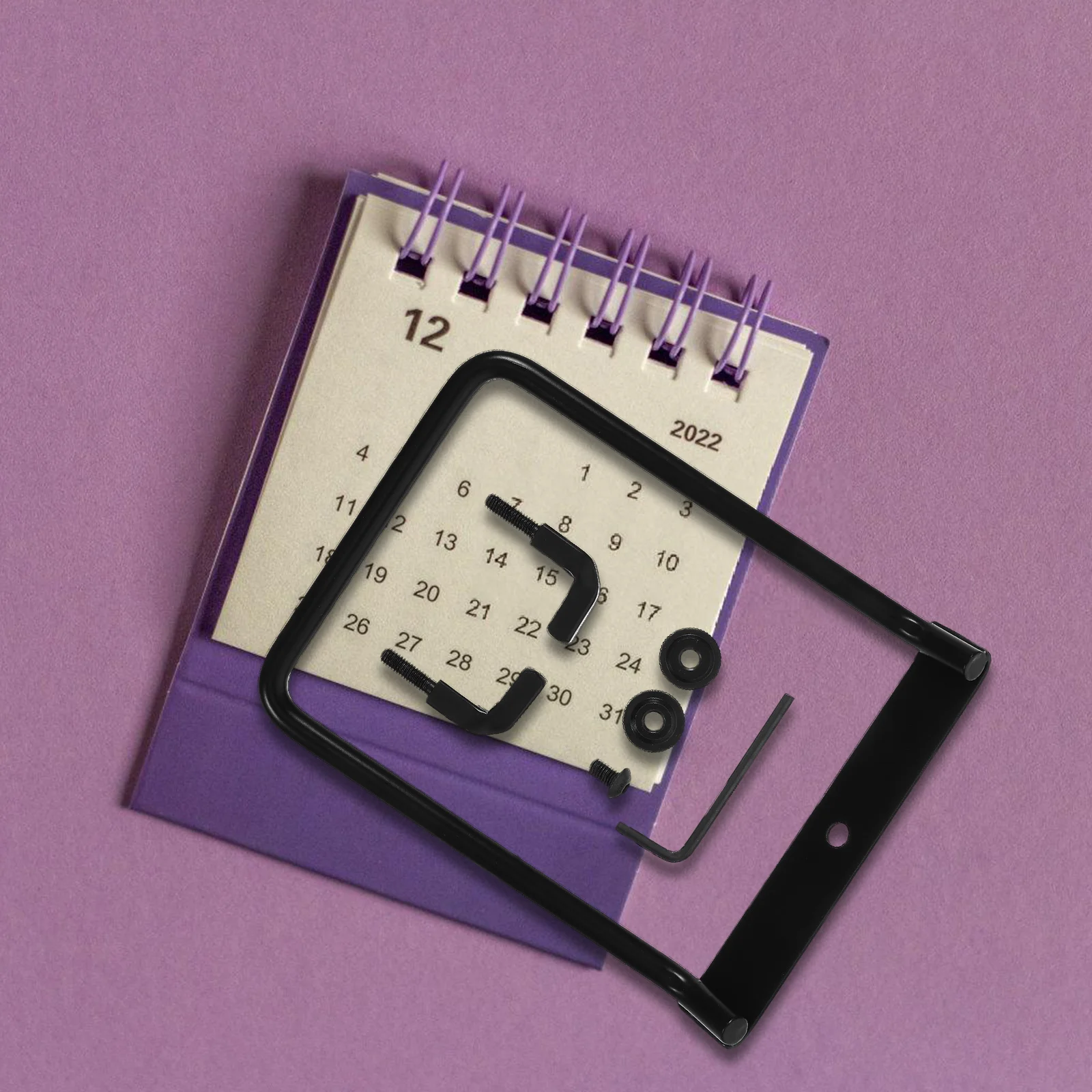 

Desk Calendar Black Bracket Flip Rack Sturdy Construction Photo Holder Home Tabletop Flip Calendar Rack Office Supply