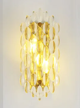 Modern Crystal Golden Wall Lamp Living room Background Wall Creative Personality Bedroom Bedside Aisle Crystal Wall Lamp