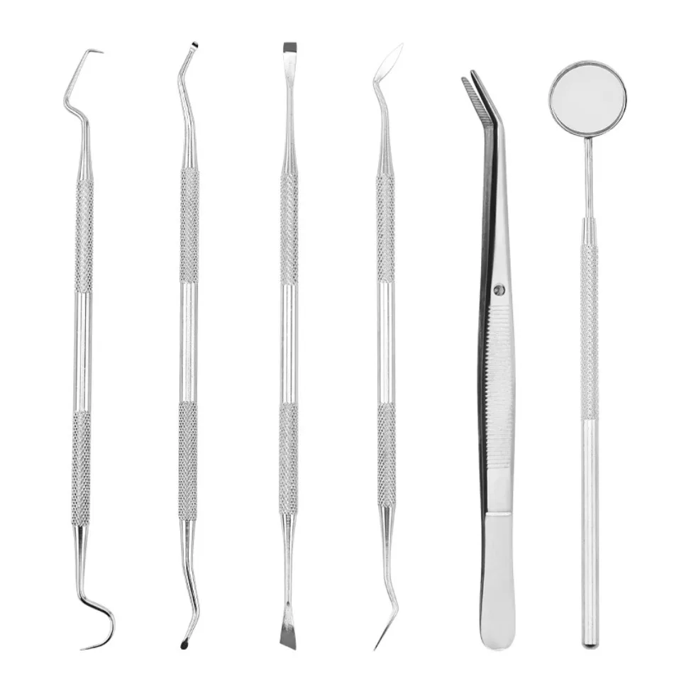 

Dental Tools Set Stainless Steel Dental Mouth Mirror Kit Dentistry Instruments Tweezers Double-ended Pick Dentist Prepare Tools