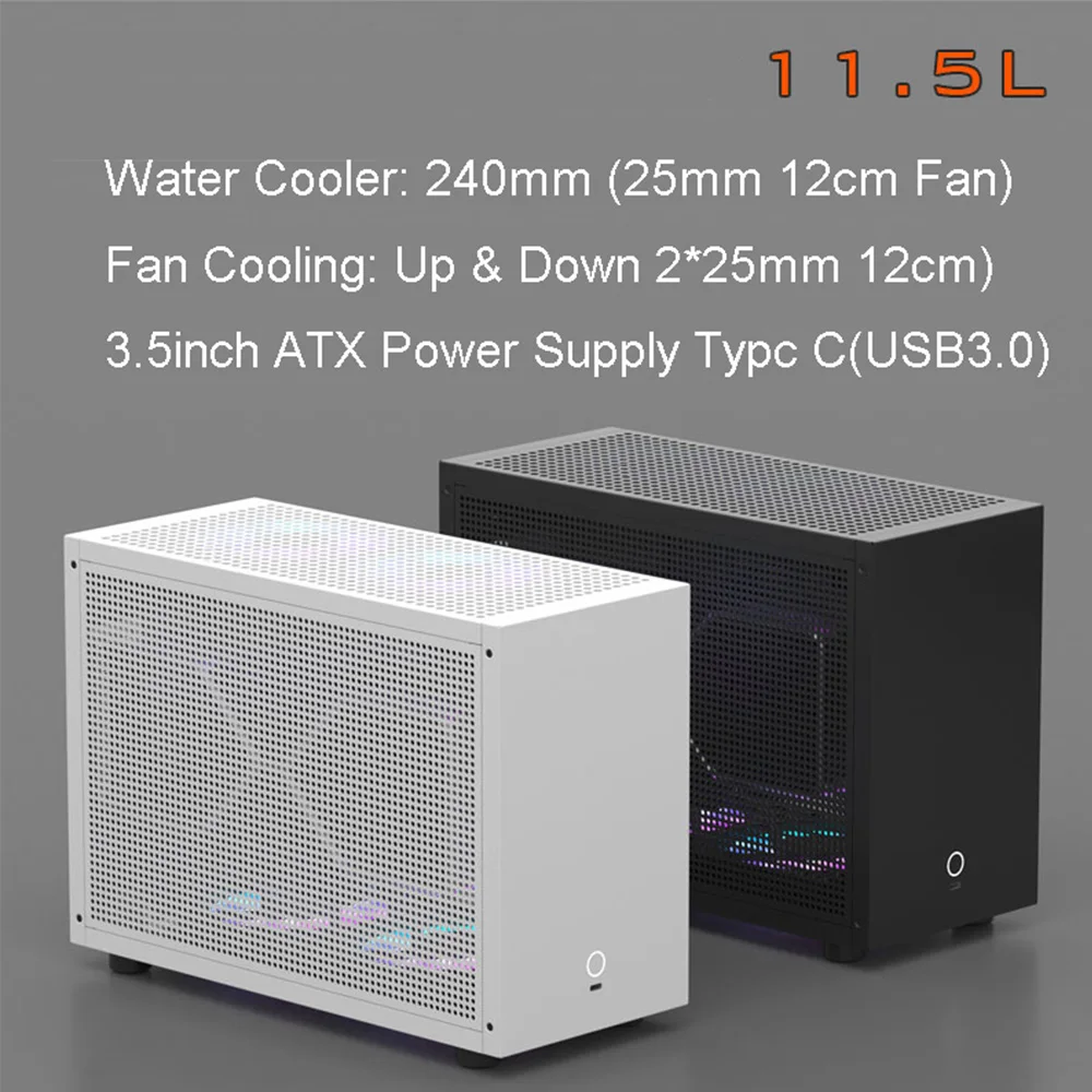 ITX Motherboard Gamer Chassis A4 Computer Case SFX Power Supply 240 Water Cooler Side Transparent Gaming Desktop PC Case DIY