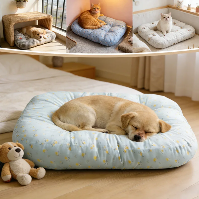 

Plaid Calming Deep Sleep Pet Bed for Dogs Cats Soft Skin-Friendly All-Season Universal Pet Bed Cushion Mattress Pet Furniture