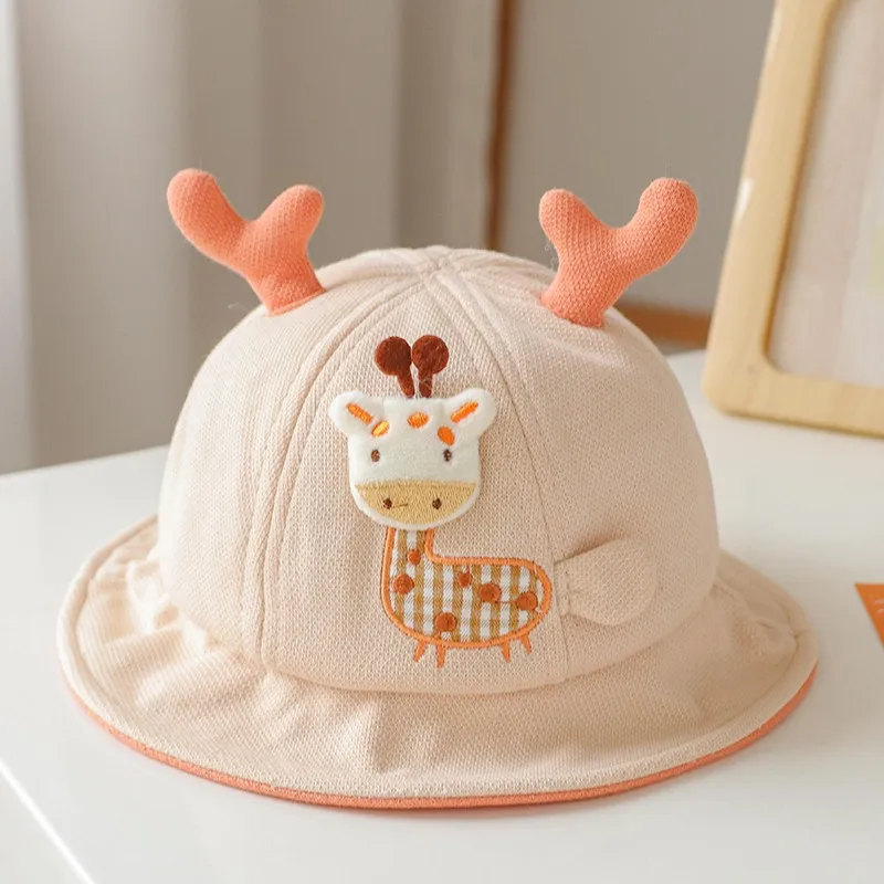 New Baby Bucket Hat With Ears Cute Cartoon Animals Baby Boy Girl Sun Cap Infant Toddler Fisherman Hat