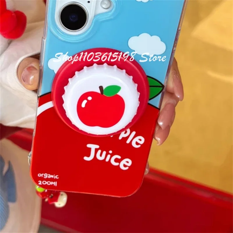Cute Beer Bottle Cap Cartoon Apple Magnetic Holder Phone Grip Tok GripTok Stand Support For iPhone17 16 For Magsafe Accessorie