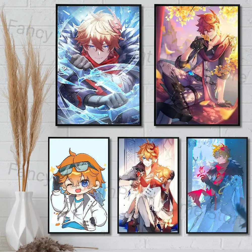 

G-Genshin Impact Tartaglia Anime Wall Art Canvas Painting Poster For Living Room Home Decor Decoration Picture