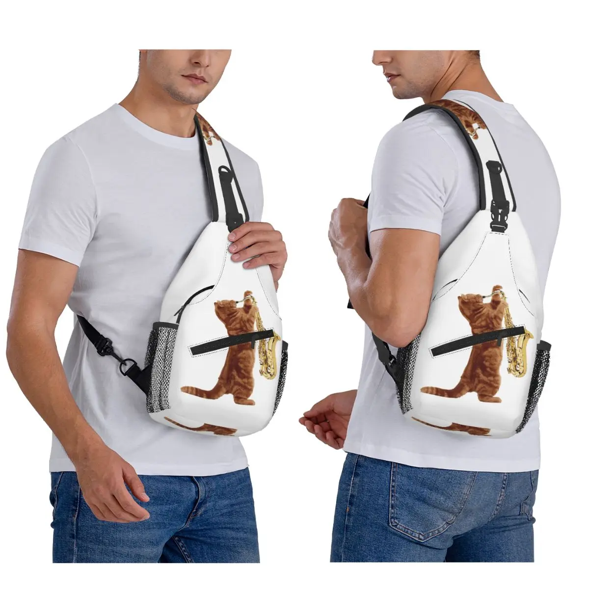 Saxophone Player - Music Art Girls Y2k Graphic Chest Bag Men Sling Crossbody Backpack Chest Bag Traveling Daypack Shoulder Bag