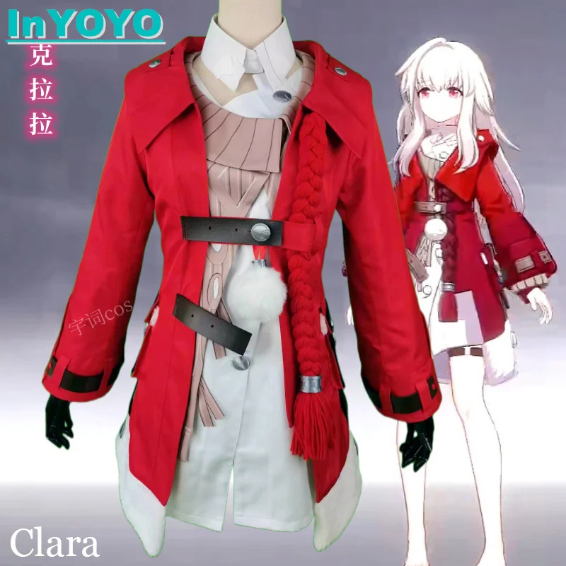 

InYOYO Clara Cosplay Honkai:Star Rail Costume Lovely Red Uniform Dress Game Suit Halloween Carnival Party Outfit Women New 2023