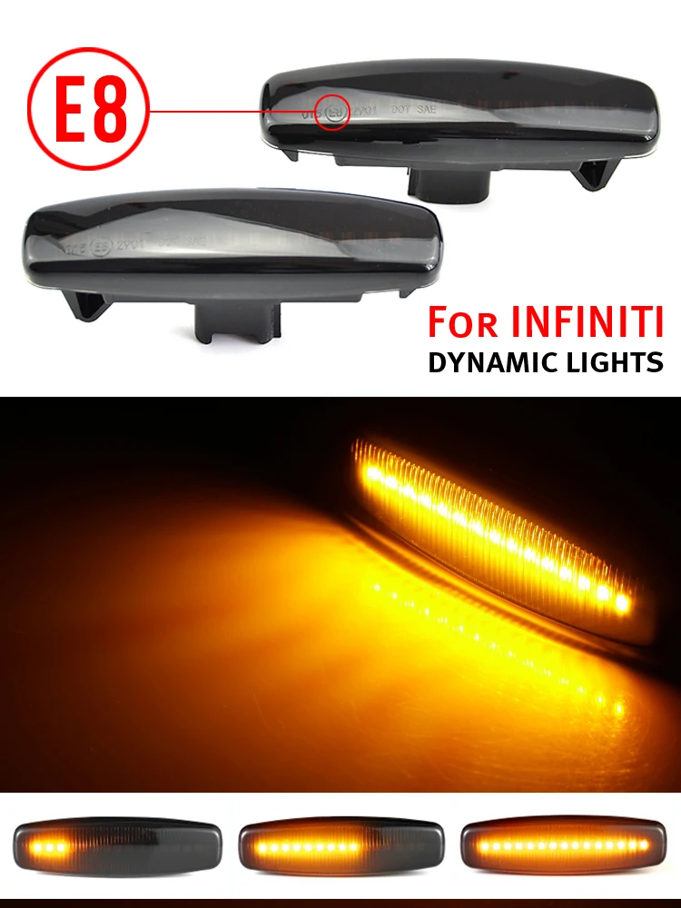 2Pcs Turn Signal Lights Dynamic Blinker LED Side Marker For Infiniti EX25 EX35 EX37 FX35 FX37 G25 G35 Q40 Q60 Q70 QX50 QX70 M37