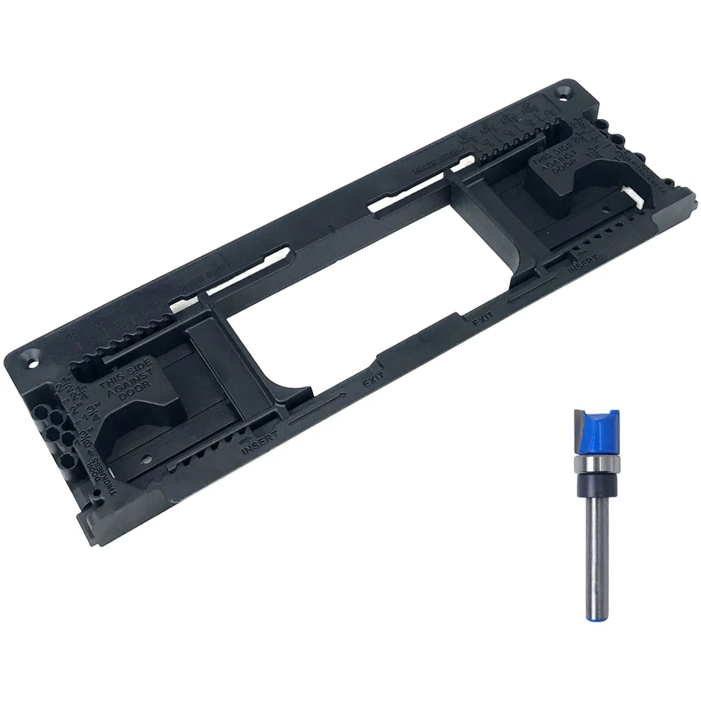 Router Template for System for Repeatable Hinge Layout on Doors Requiring For 2-1/For 2 Inch Through 6 Inch Hinge Spacing