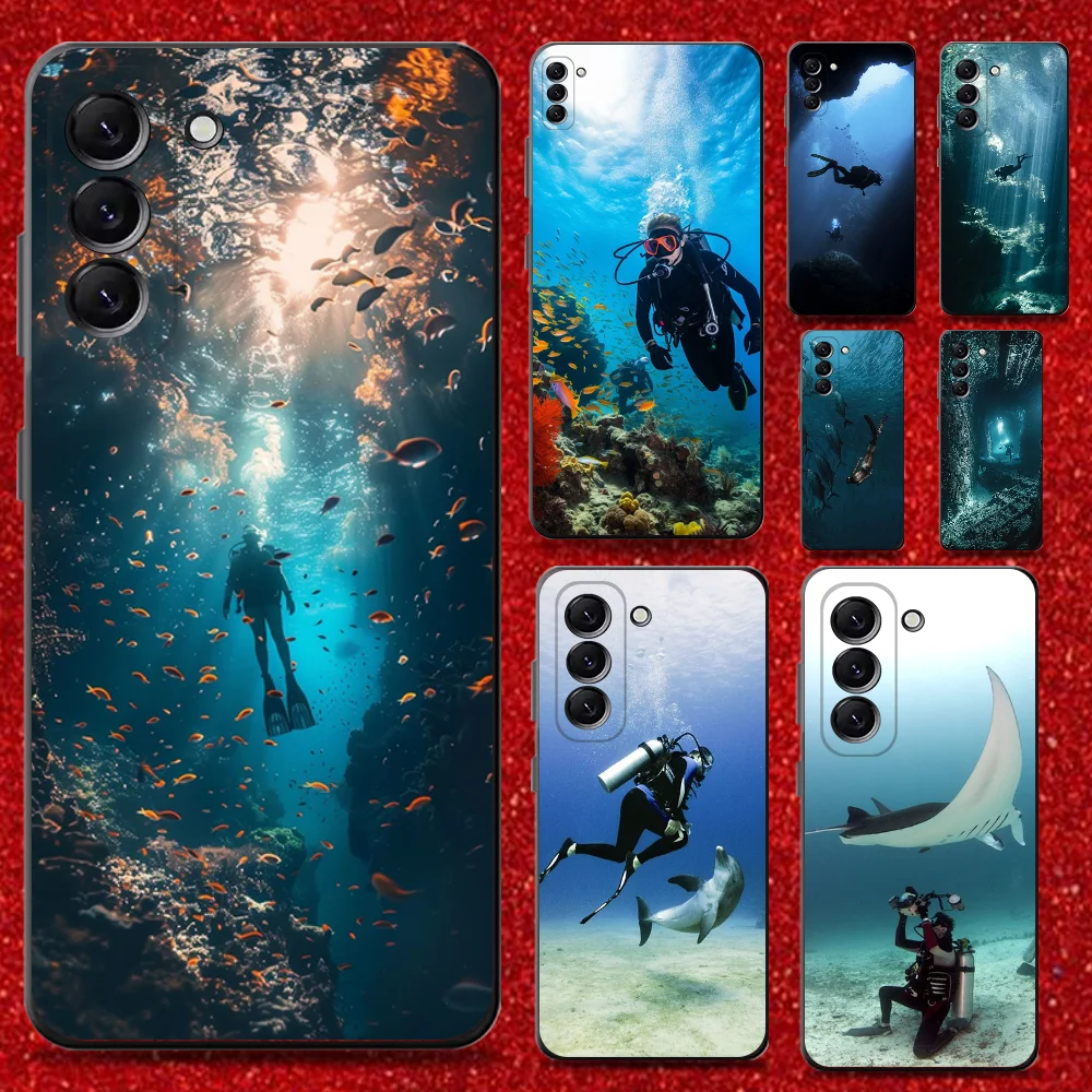

Scuba Diving Phone Case For Samsung Galaxy A13,A21s,A22,A31,A32,A52,A53,A71,A80,Soft Black Shell