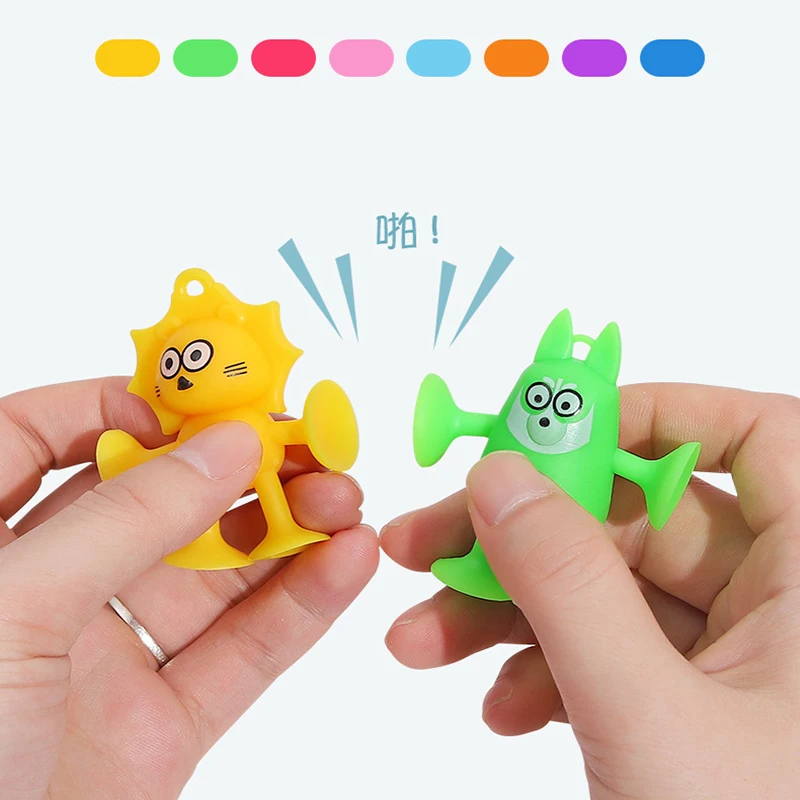 8/9pcs Cartoon Animal Suction Cup Toy Silicone Building Block Suction Bath Toy Sensory Fidget Sucker Toy Construction Set