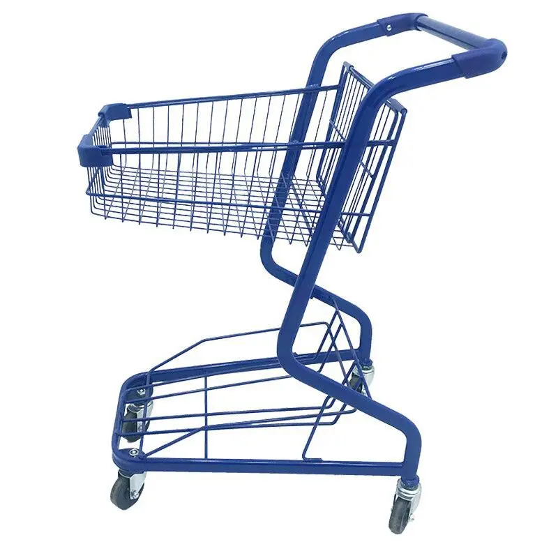 

Internet celebrity double trolley basket cart snacks shopping trolley wheels drinks double shopping mall basket portable car