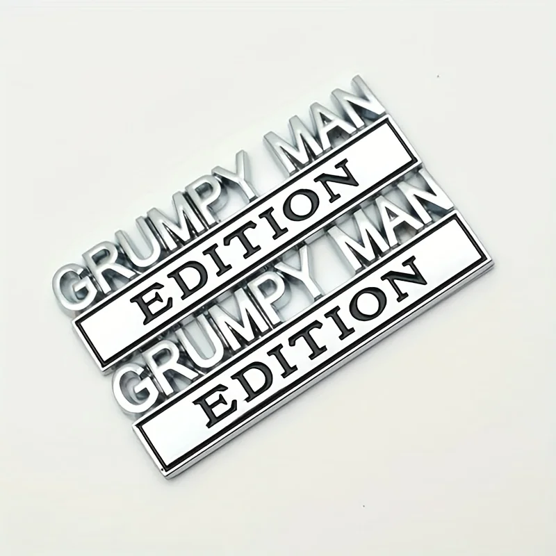 GRUMPY MAN EDITION 3D Emblem Sticker Badge Fender Funny Old Man Edition Decals Car Truck Replacement Door Decoration