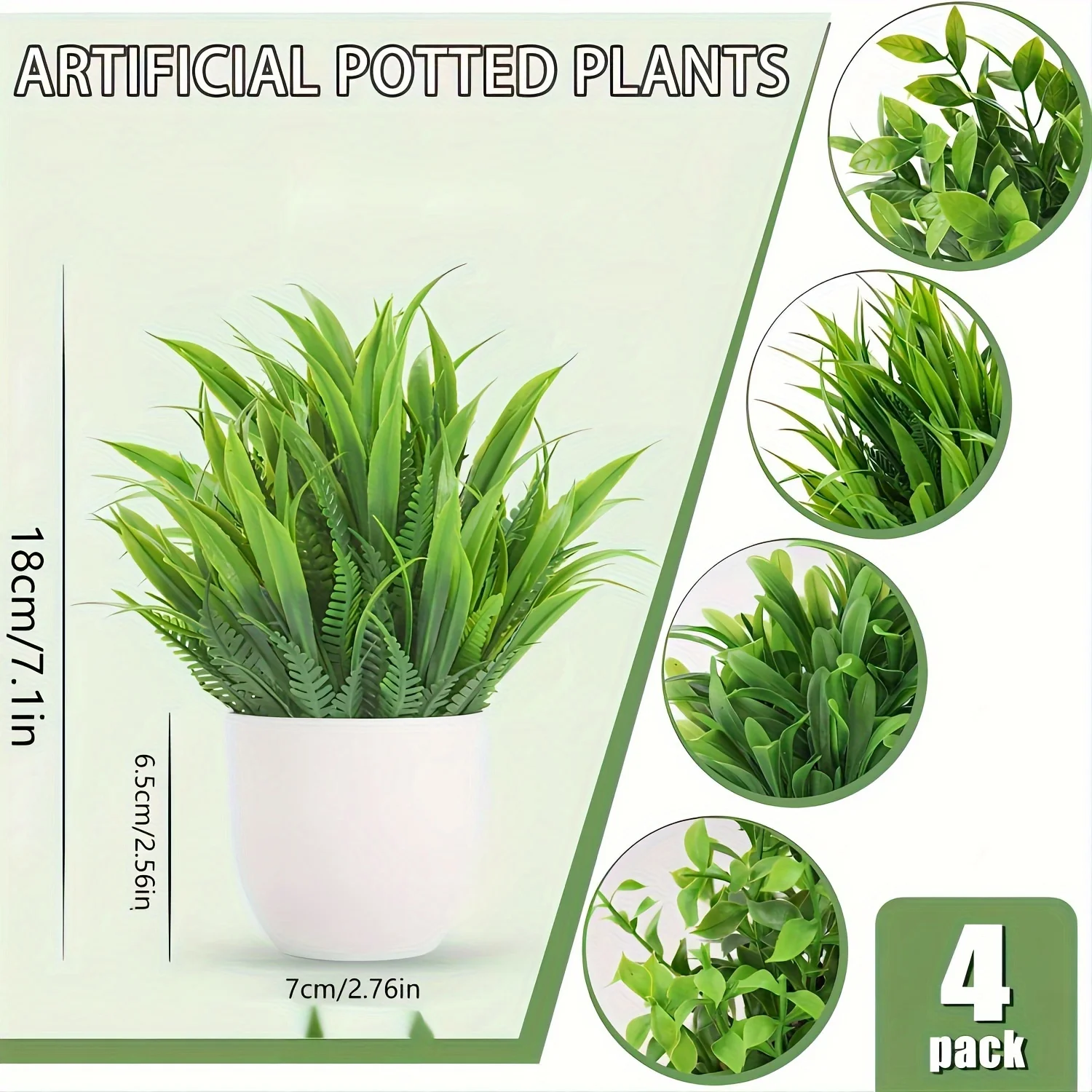 4pcs Mini Artificial Potted Plants Fake Bonsai Greenery for Home Office Farmhouse Bathroom Shelf Decor Indoor - view 4