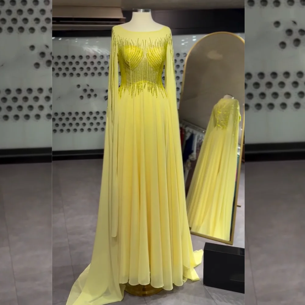

Customized Exquisite Chiffon Sequined A-line Scoop Neck Long Dresses Bespoke Occasion Chinese Style Intricate