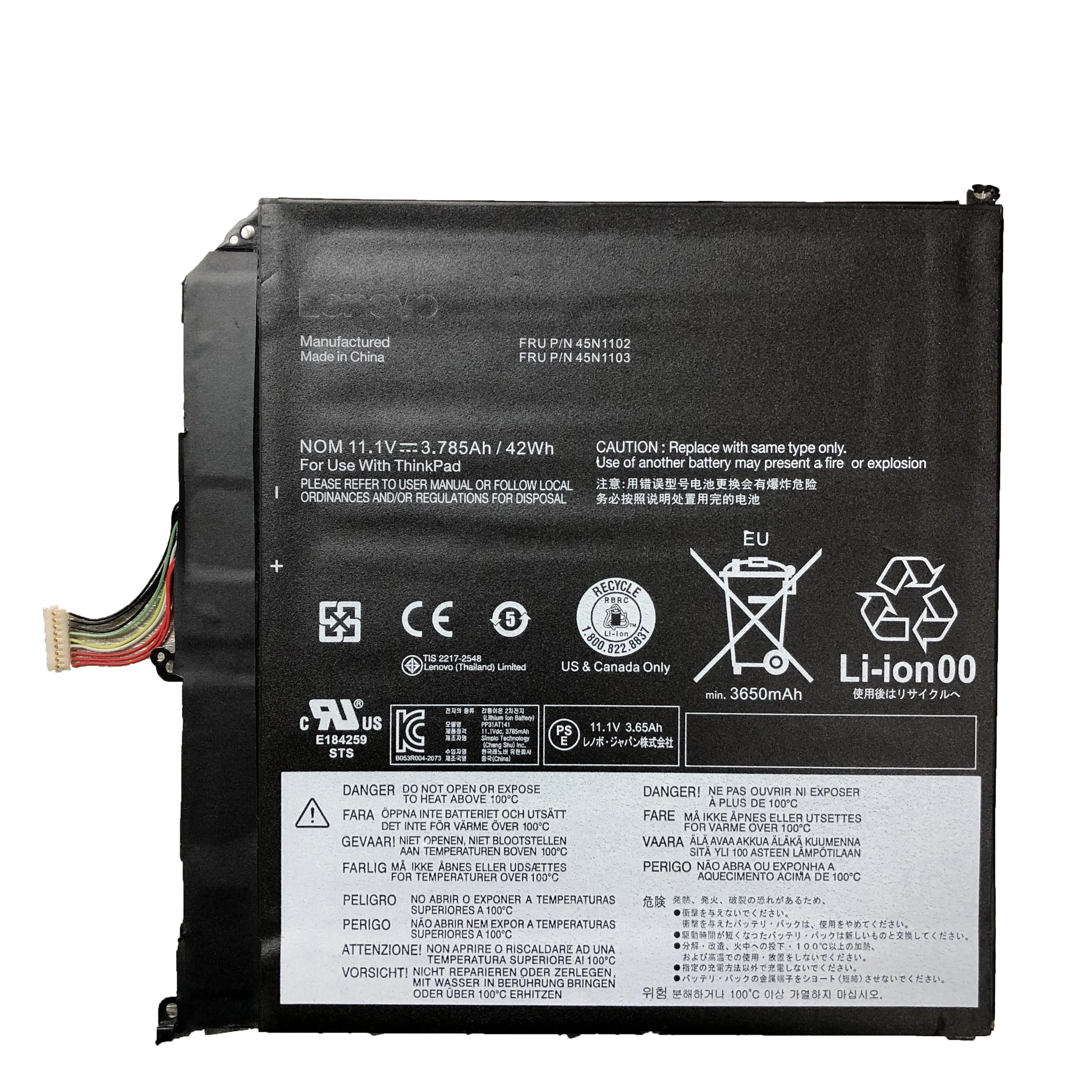 Imagem -03 - Bateria Original do Portátil para Lenovo Thinkpad x1 Helix Embutido 11.1v 3.785ah 42wh 45n1102 45n1103
