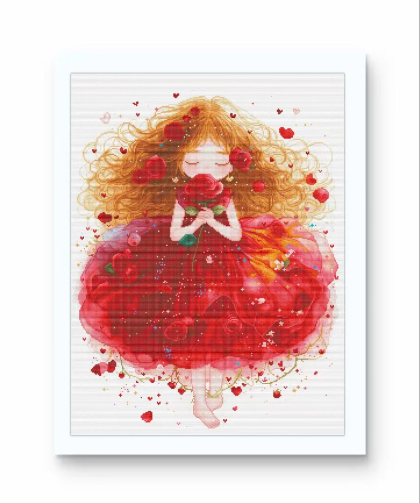 

9CT 75X100CM Рукоделие, DIY Гостиная Печатная Вышивка Крестом, Набор Для Вышивания Полный Хлопковые Нитки Роза Красота