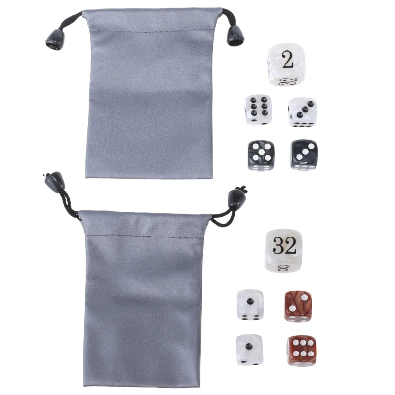 

1 Set of Acrylic Backgammon Pearls Dices Set 22mm Doubling Cube and Four 16mm Dices with Storage Bag Gaming Accessories X5QF