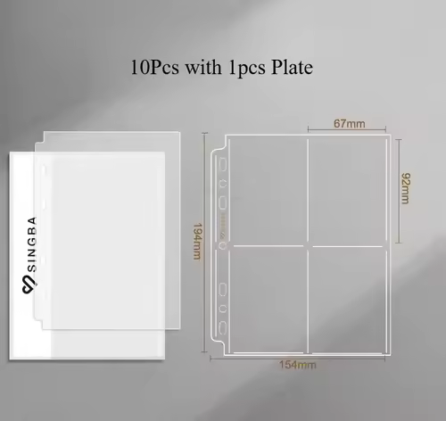 SINGBA 10pcs Clear Sheets Sleeve Acid free-No CPP loose-leaf Pages for A5/A4 Binder 4/ 9grid Pocket 3inch Photocard Protector - Image 20