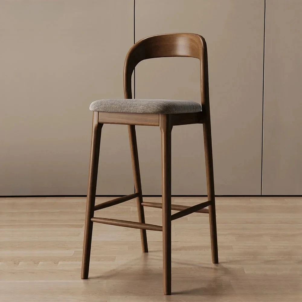 Nordic Designer Solid Wood Bar Chairs Counter Stools Island Table Dining Chair Kitchen High Legged Stool Light Luxury Furniture