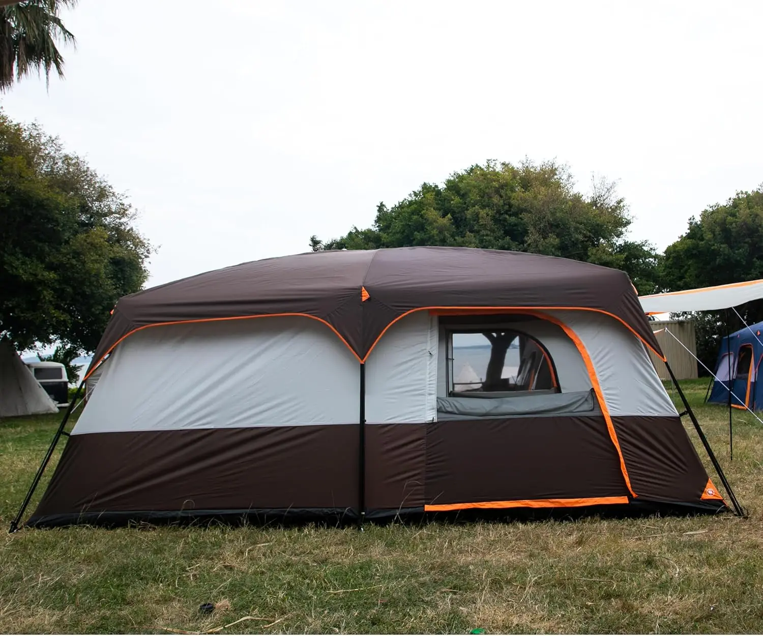 Tenda 10-12-14 persone (B), tende per cabina familiare, 2 camere, 3 porte e 3 finestre con