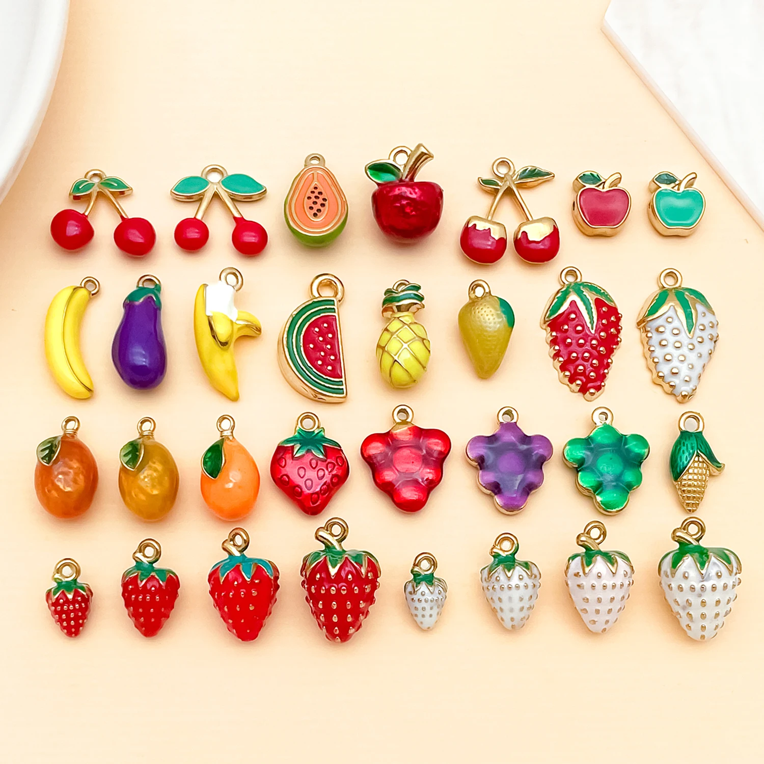 2pcs Stainless Steel Enamel 3D Fruit Pendant Jewelry Making DIY Earrings Charms for Jewelry Bracelets Necklace