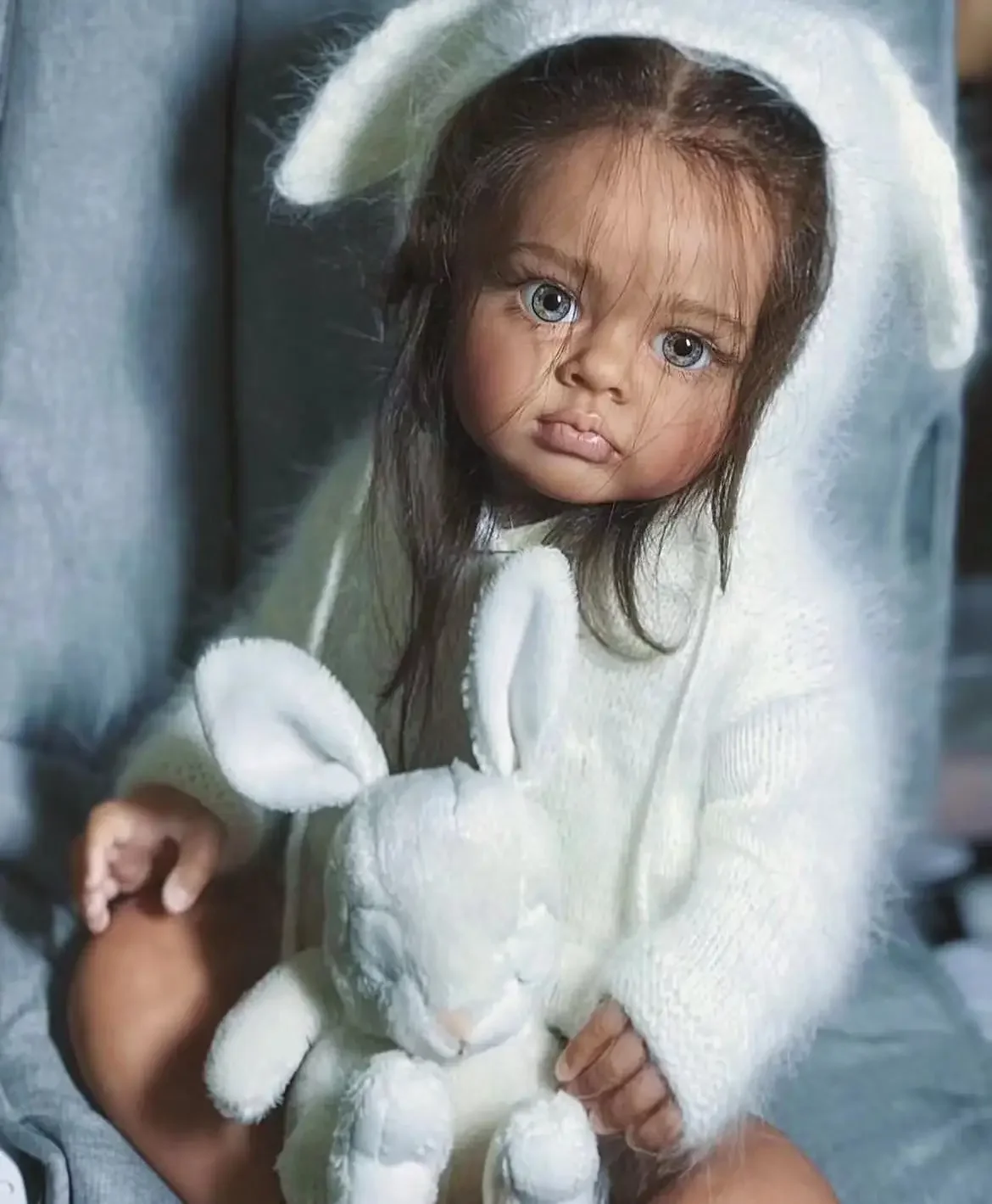 Customized Limited Supply 24inch Reborn Baby Tutti With Hand-Rooted Hair Dark Skin Already Finished Doll  Different Dress