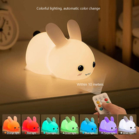 Silicone Jade Rabbit LED Night Light USB Charging Dual tone Light Stupid and Cute Rabbit Patting Light Children's Sleep Light