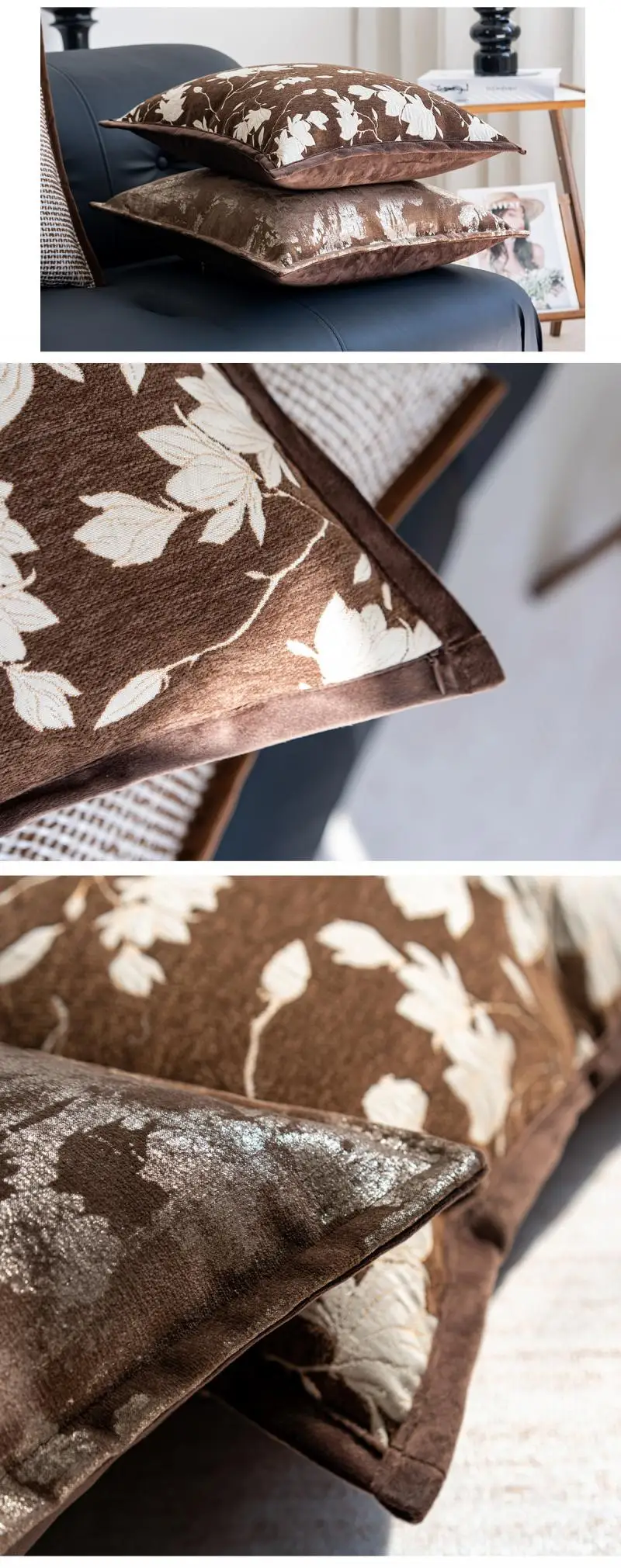 Französischer Retro-Luxus Jacquard-Kissenbezug, Cojines Niederländischer Samt-Dekorationskissenbezug, Kopfteil-Kissenbezüge – Detail 4