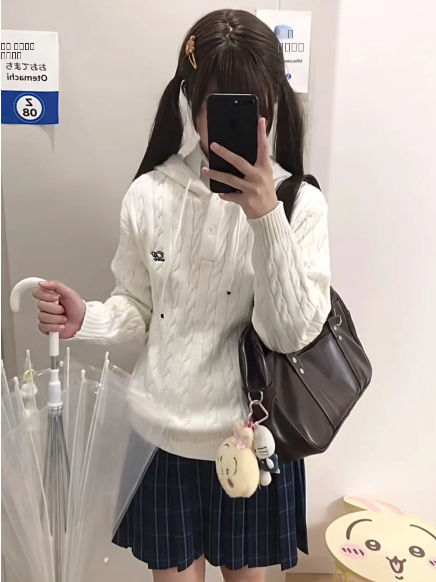 

Women's Long Sve Knitted Sweater Head Overcoat Autumn Winter College Sle orm Cotton Blend Knitwear Sweet Loose Fit