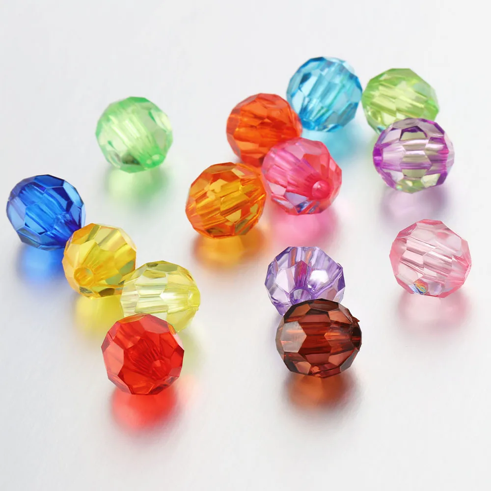 50-100 sztuk/partia 6 8 10 12mm Rondelle Faceted koraliki akrylowe luźne Spacer koraliki do tworzenia biżuterii DIY Handmade naszyjnik bransoletka
