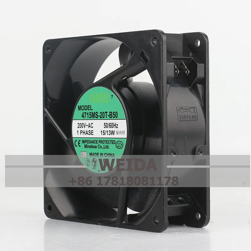 NMB-MAT 4715MS-20T-B50 4715MS-22T-B50 200V AC 50/60HZ 15/13W 12cm 2900RPM Cabinet Inverter Axial Cooling Fan 120*120*38MM