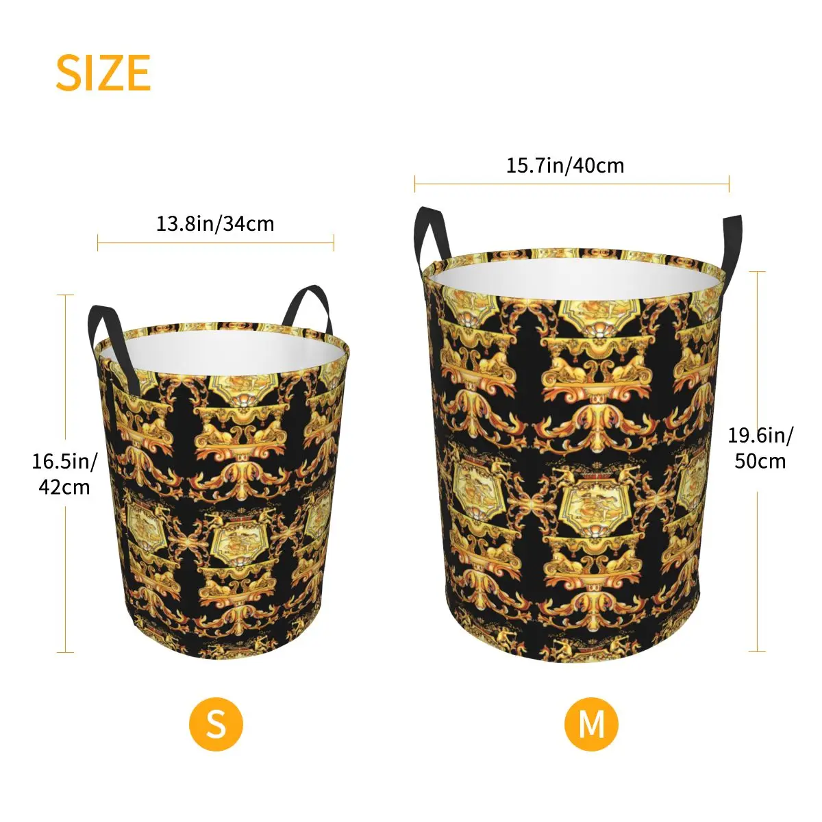 custom Luxury Golden Baroque Floral Laundry Hamper Large Storage Basket European Victorian Art Kids Nursery Toy Organizer