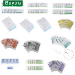 Hot 12Pcs 75cm Medical Needle Suture Nylon Polyester Thread Suture Practice Kit Teaching Demonstrations Exercises 2/0 3/0 4/0